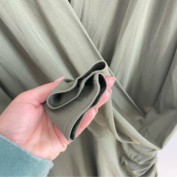 Alexandre Vauthier | Women’s Olive Green Stretch Jersey Gown Maxi Dress Ruched - Picture 8 of 14